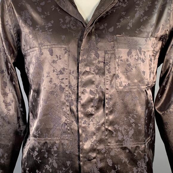 HAIDER ACKERMANN Size L Brown Jacquard Viscose Button Up Long Sleeve Shirt - Picture 2 of 6